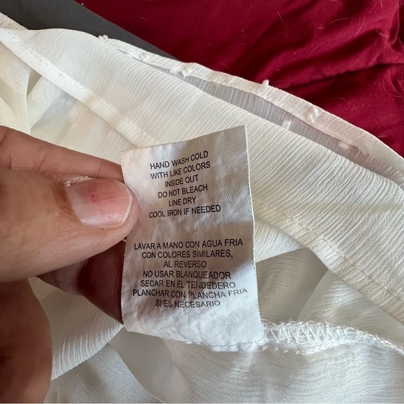 Democracy Peasant Blouse Womens Medium Off Wite Tassel Embroidered Sheer - Picture 11 of 12